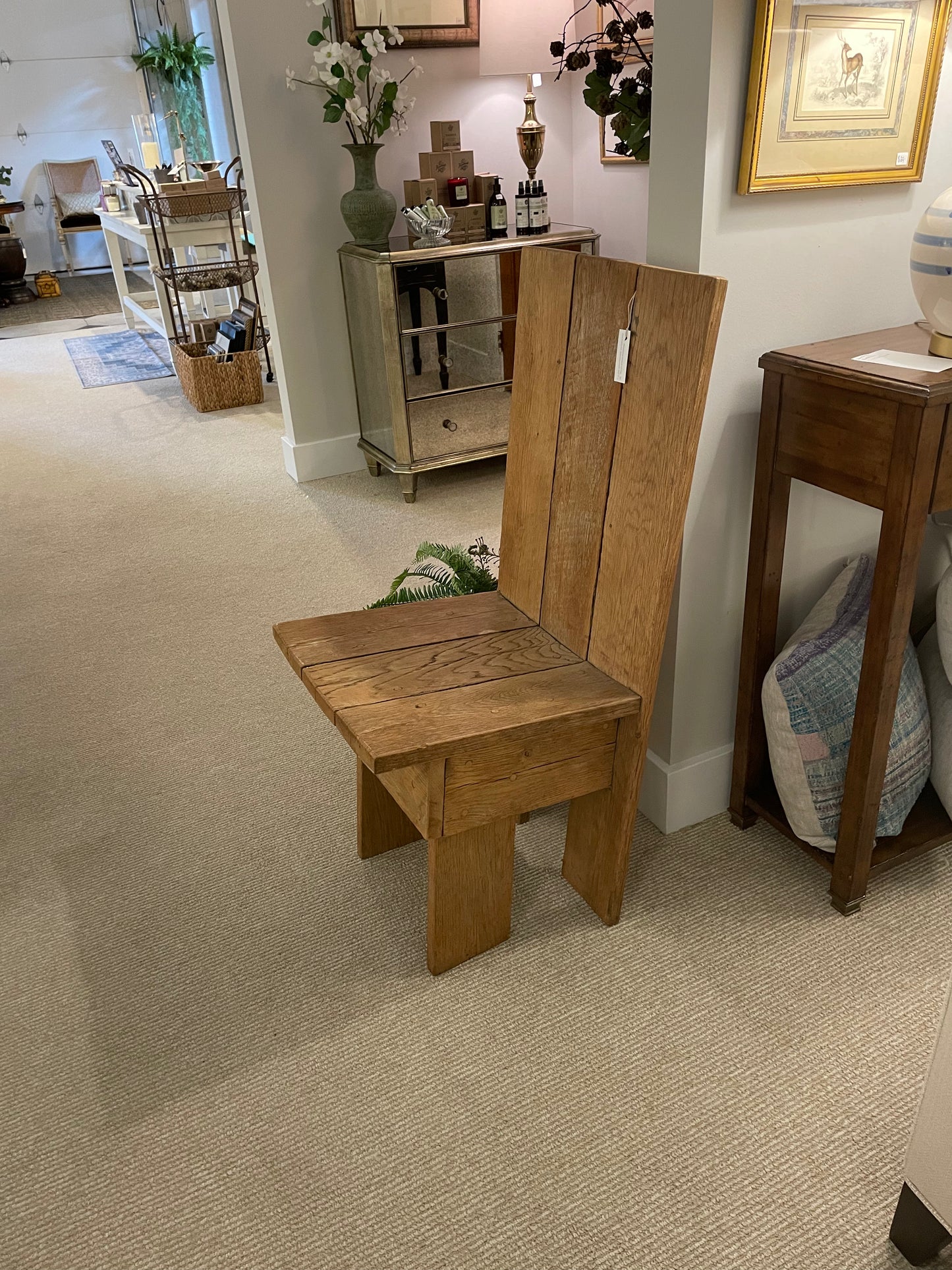 Hand crafted primitive plank chair