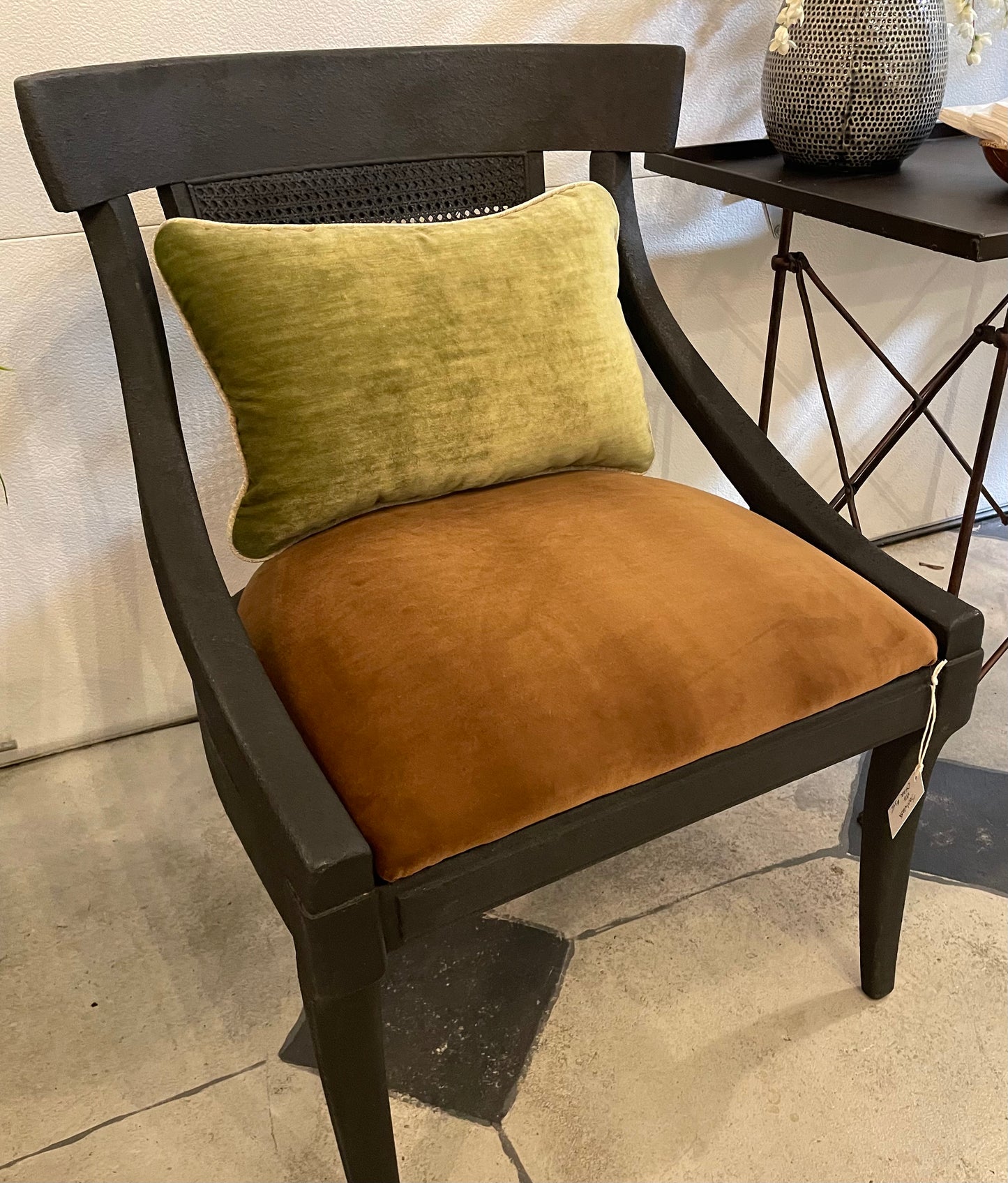 Black and cinnamon velvet chair