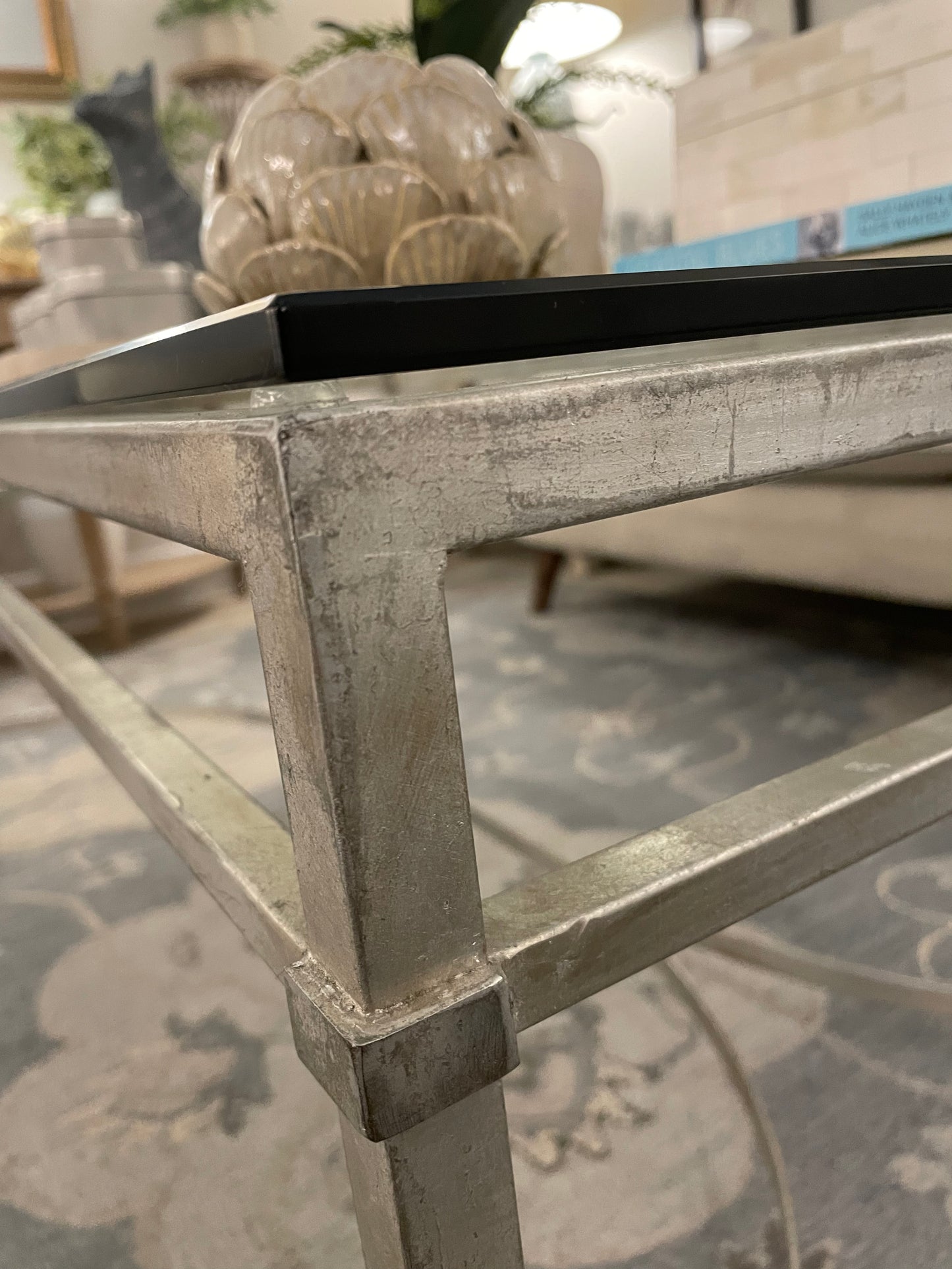 Brushed silver coffee table