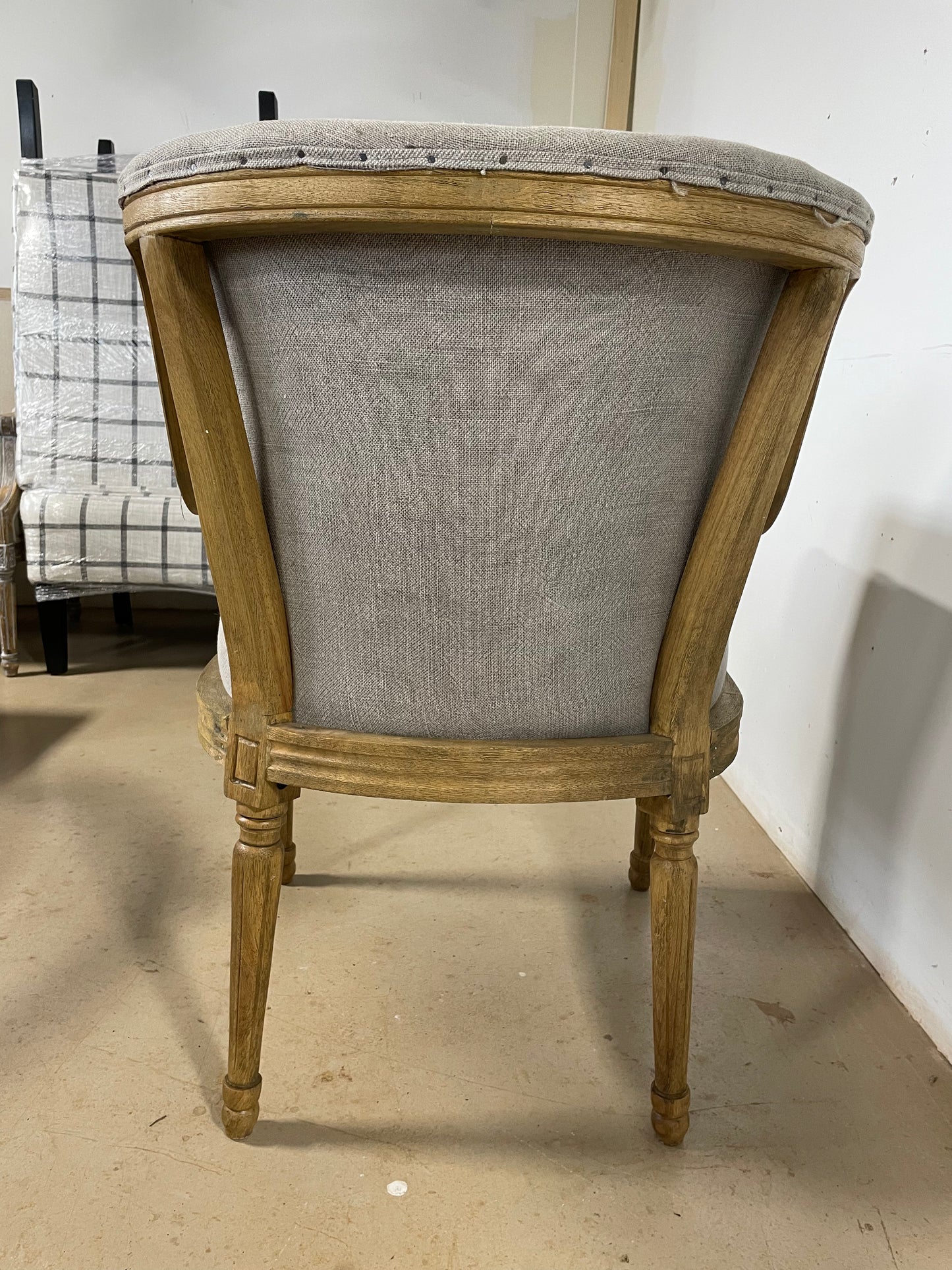 Deconstructed grey linen chair