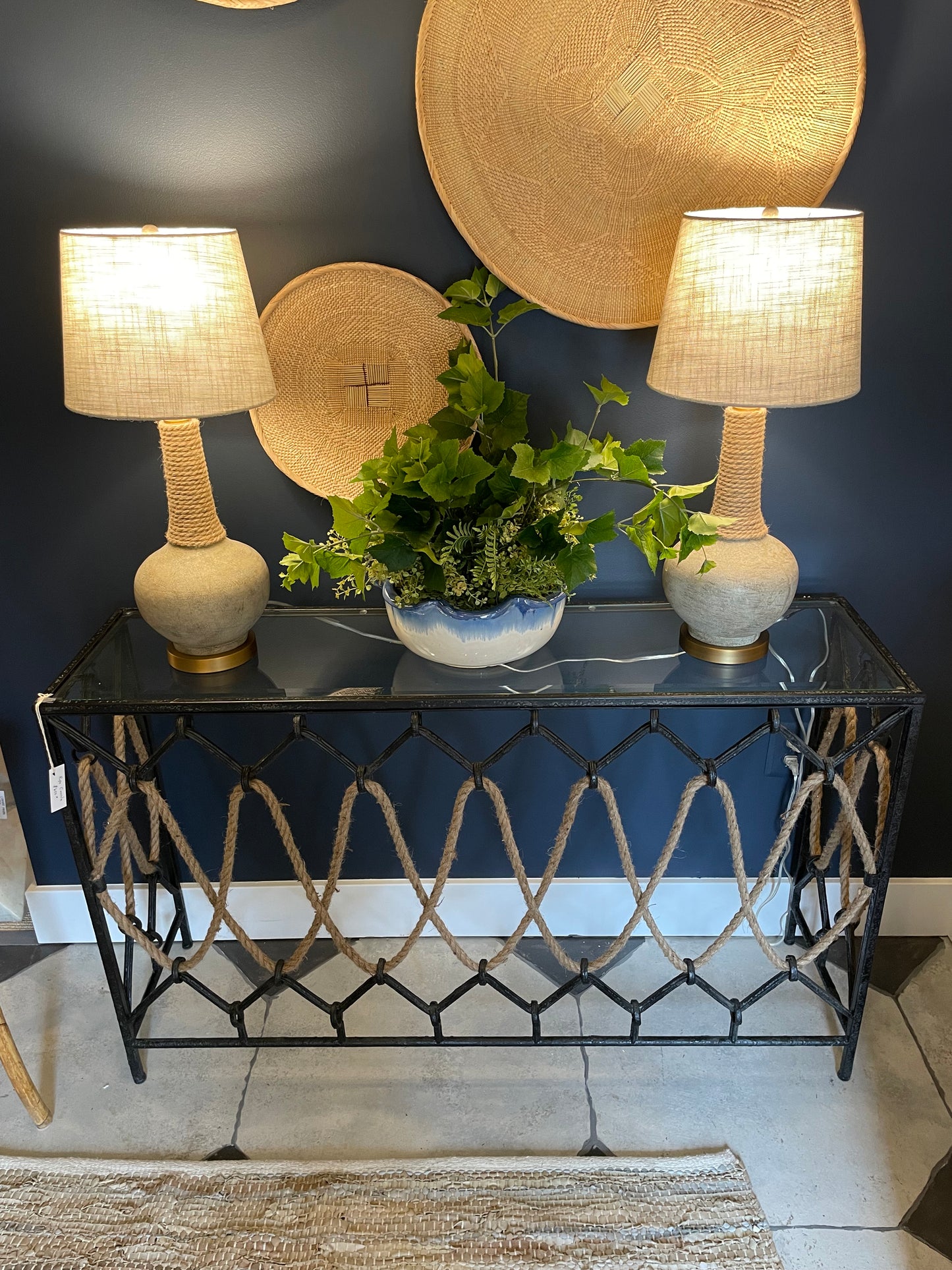 Rope and iron console – Tyler Whitmore Interiors