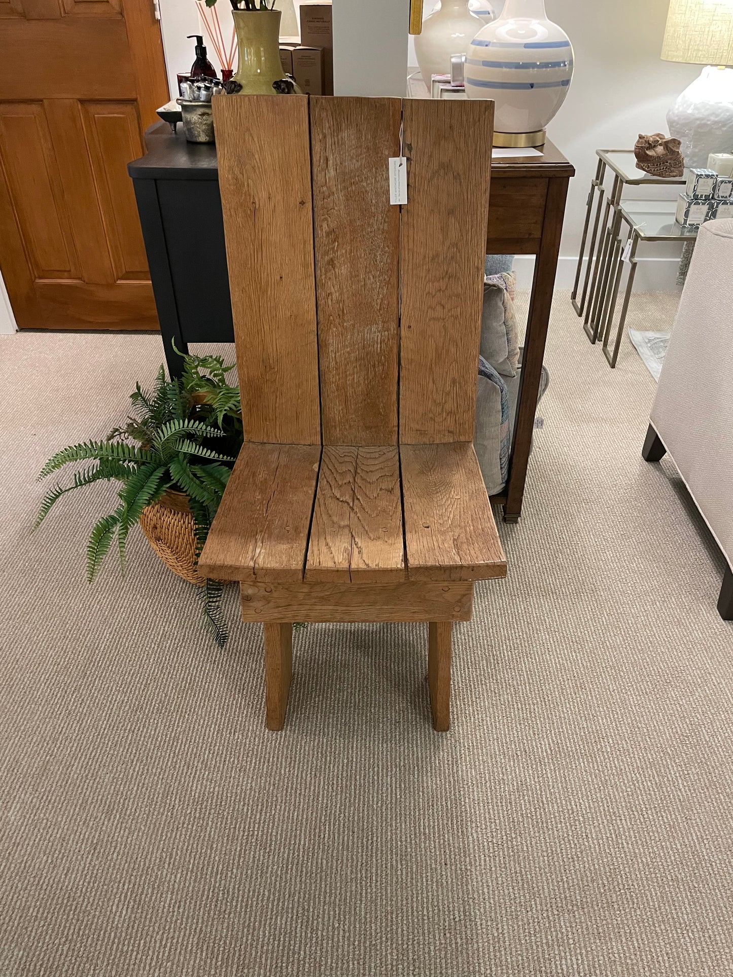 Hand crafted primitive plank chair