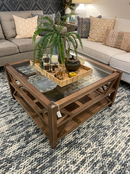 Arhaus Glass Top Coffee Table
