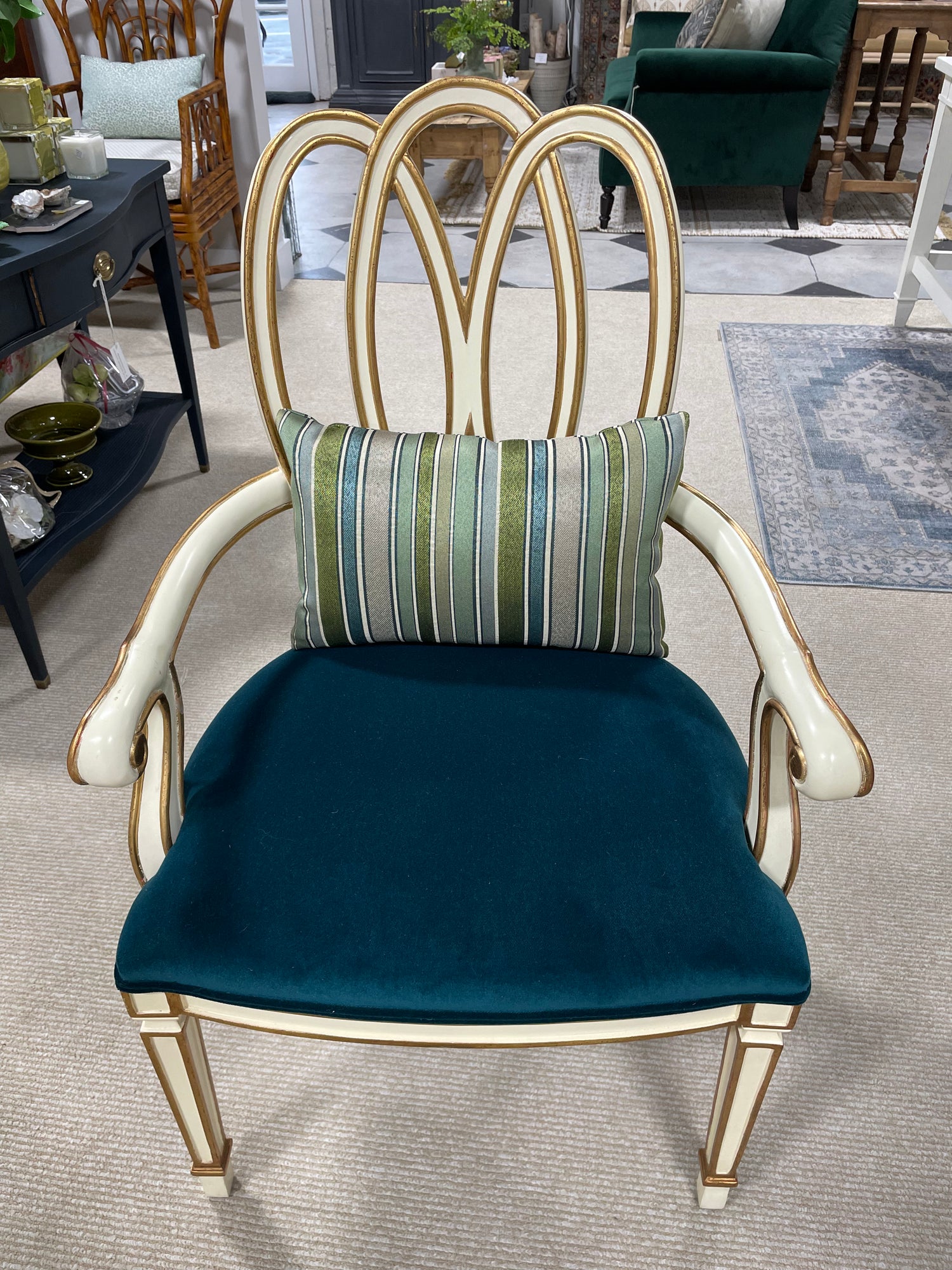 French Provincial Ribbon Back Arm Chair Tyler Whitmore Interiors